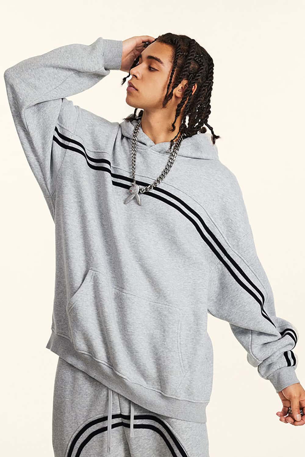 High-Street Retro Wash Fleece-Lined Thick Hoodie