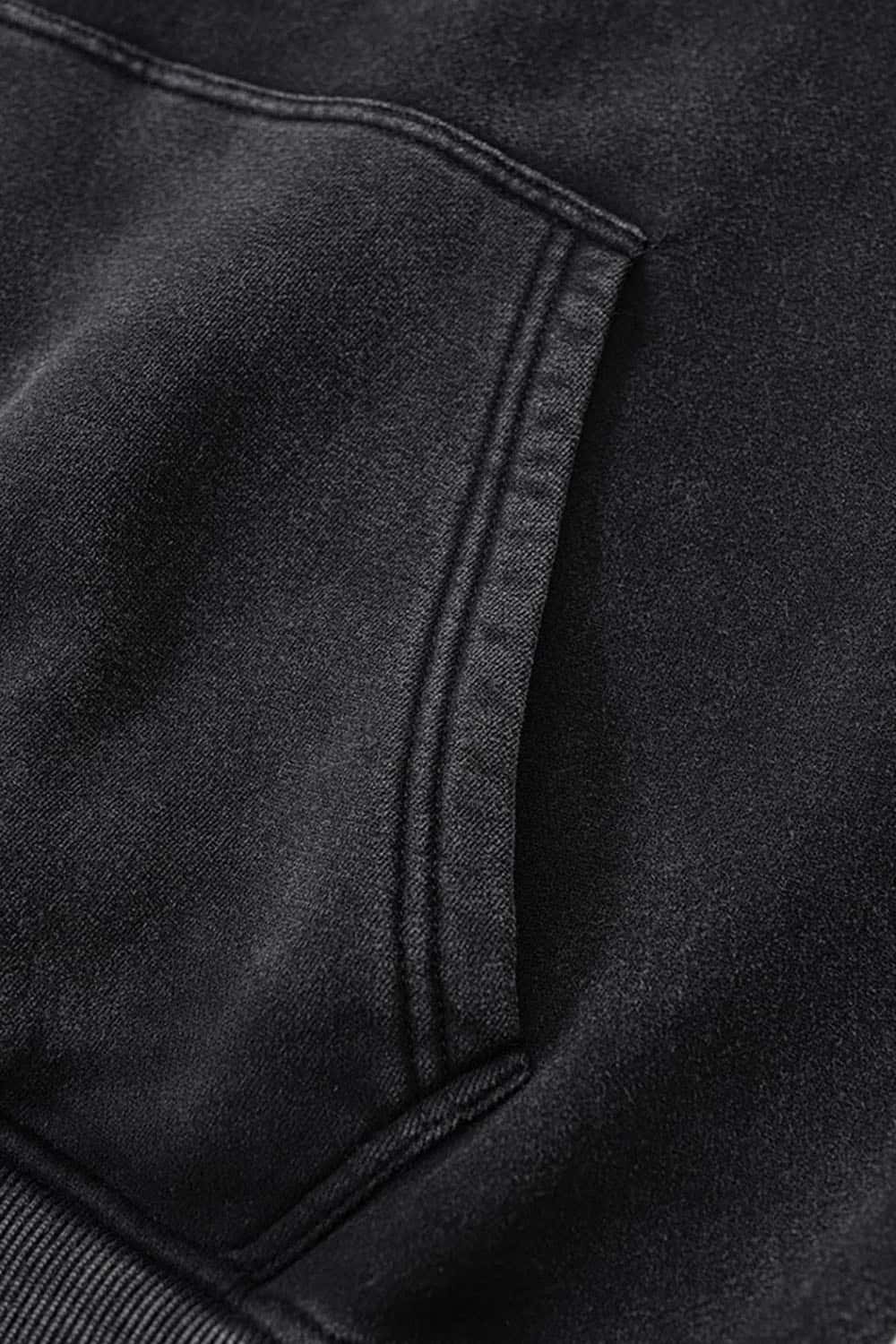 High-Street Retro Wash Fleece-Lined Thick Hoodie