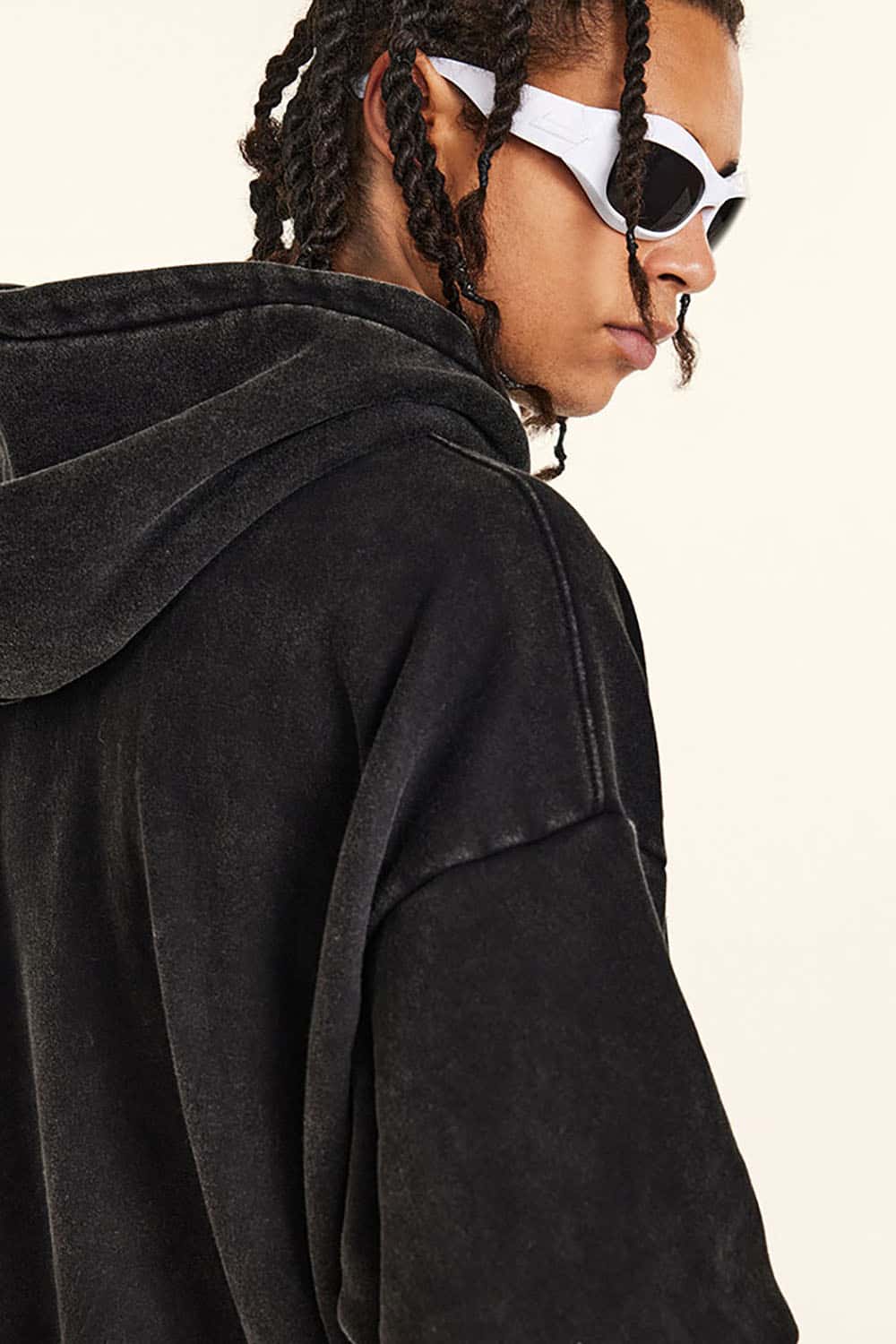 High-Street Retro Wash Fleece-Lined Thick Hoodie