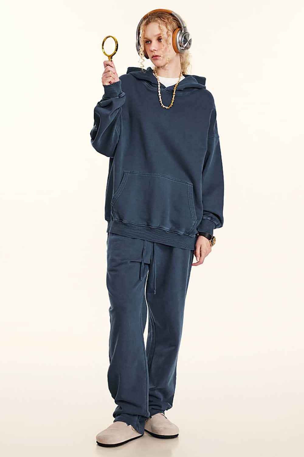 Retro Streetwear Loose-Fit Knitted Washed Hoodie