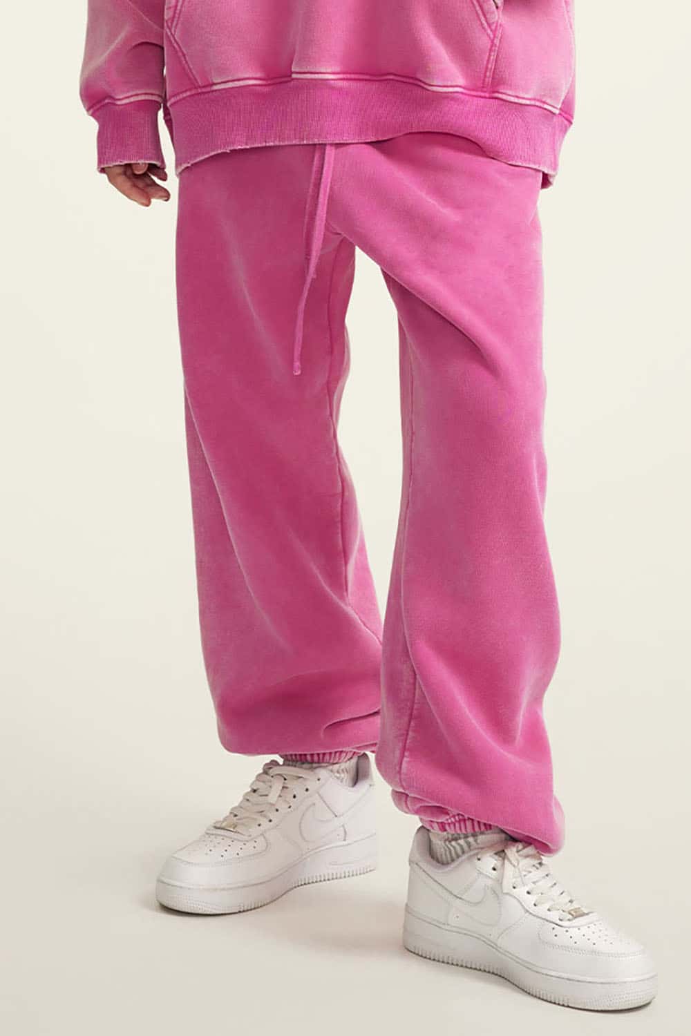 Vintage Wash Fleece-Lined Cuffed Joggers for Couples