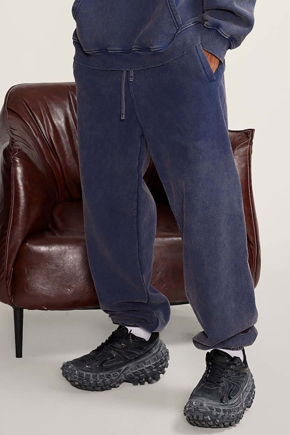 Vintage Wash Fleece-Lined Cuffed Joggers for Couples