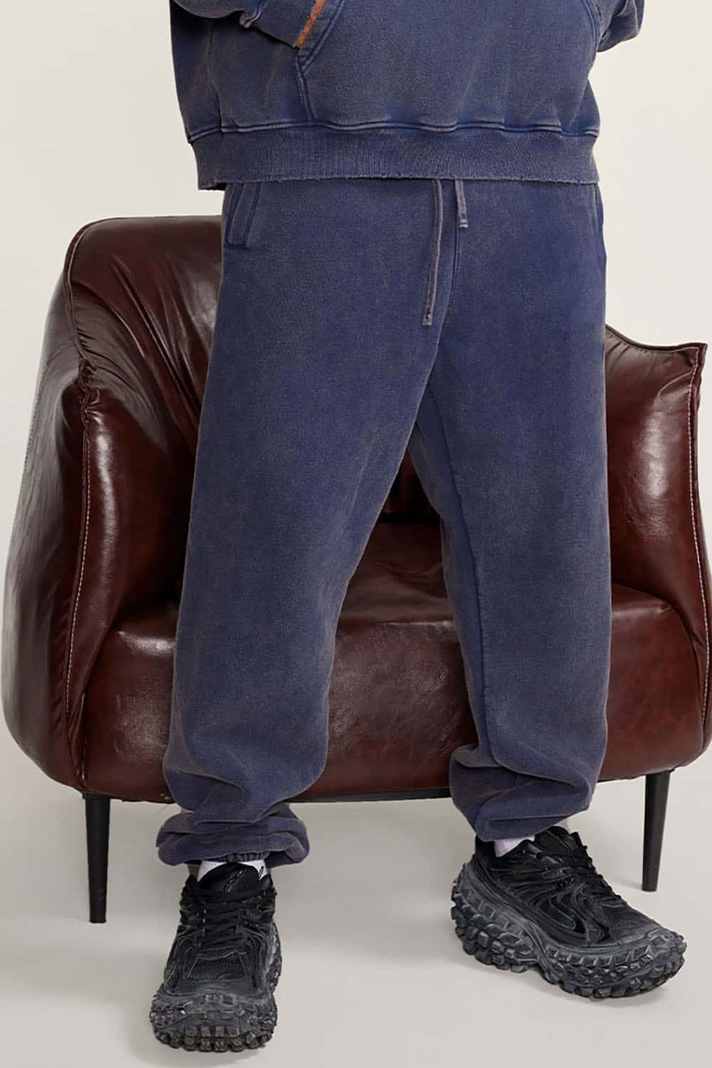 Vintage Wash Fleece-Lined Cuffed Joggers for Couples