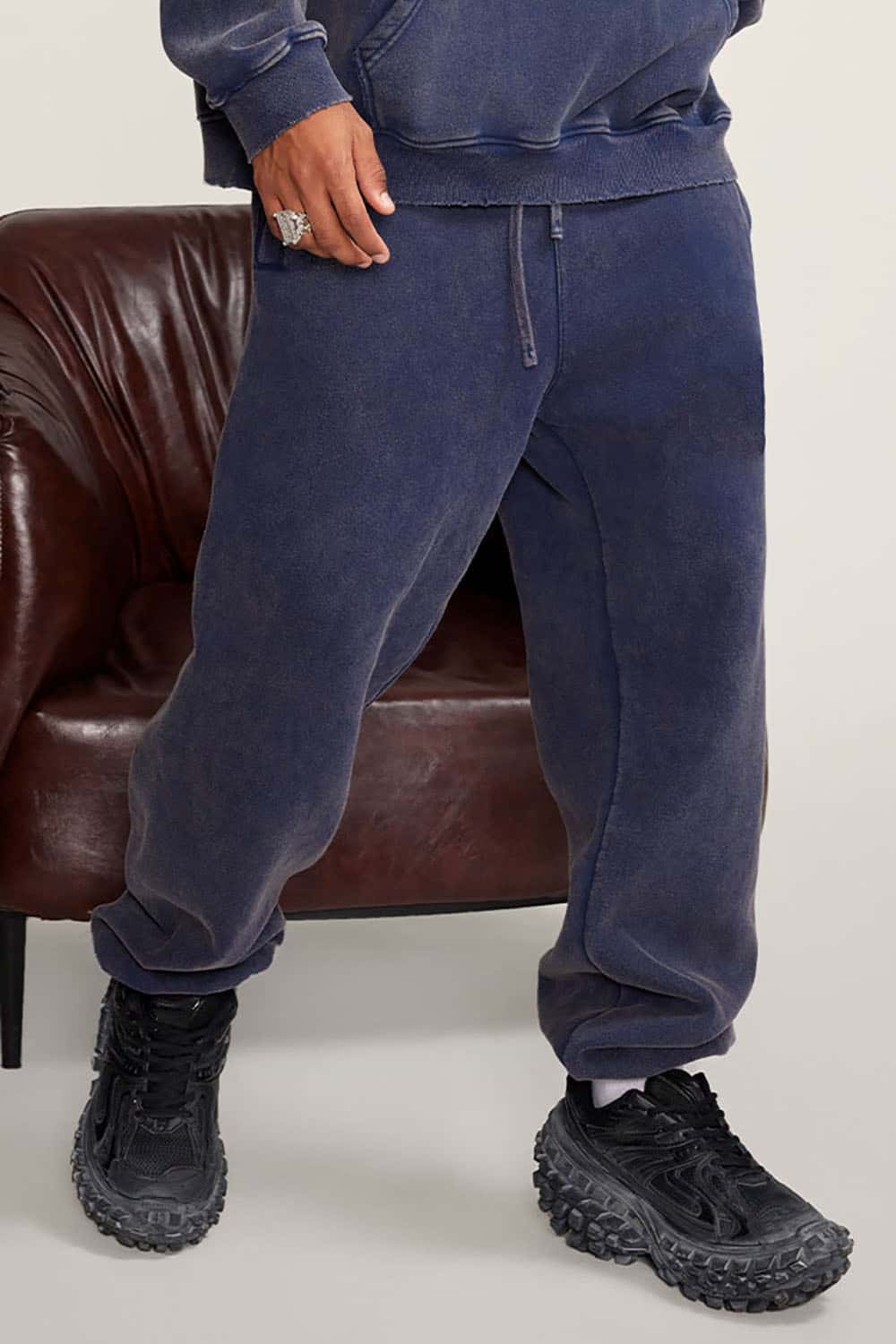 Vintage Wash Fleece-Lined Cuffed Joggers for Couples