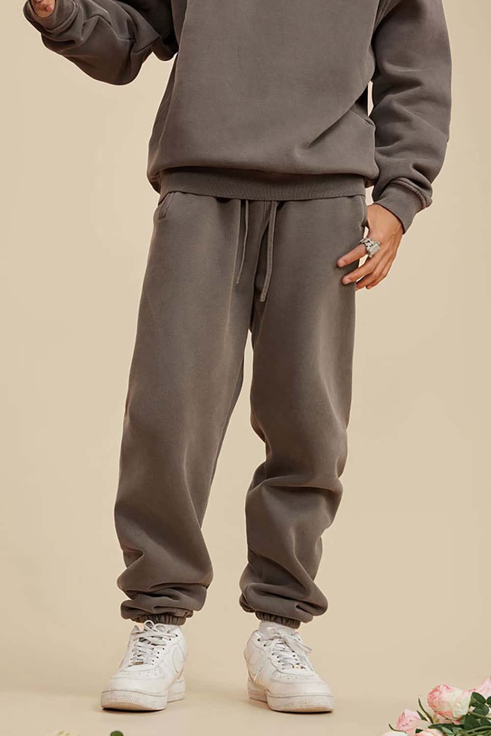 Vintage Wash Fleece-Lined Cuffed Casual Sport Joggers