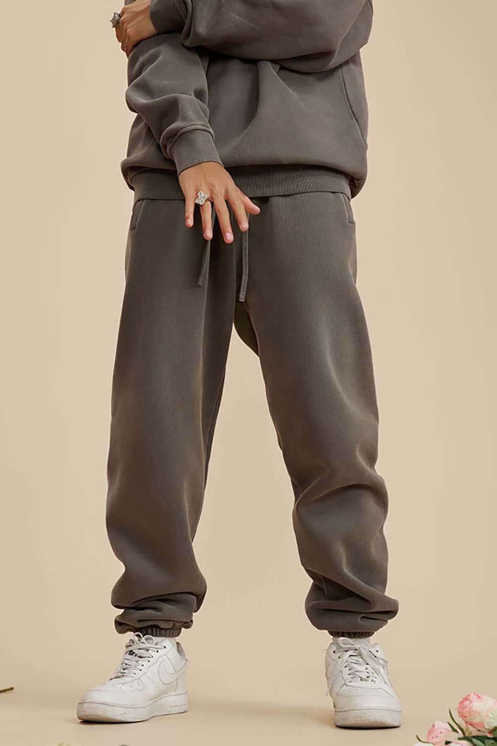 Vintage Wash Fleece-Lined Cuffed Casual Sport Joggers