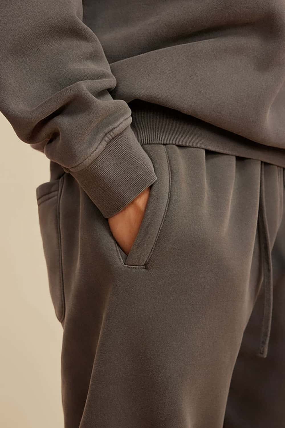 Vintage Wash Fleece-Lined Cuffed Casual Sport Joggers