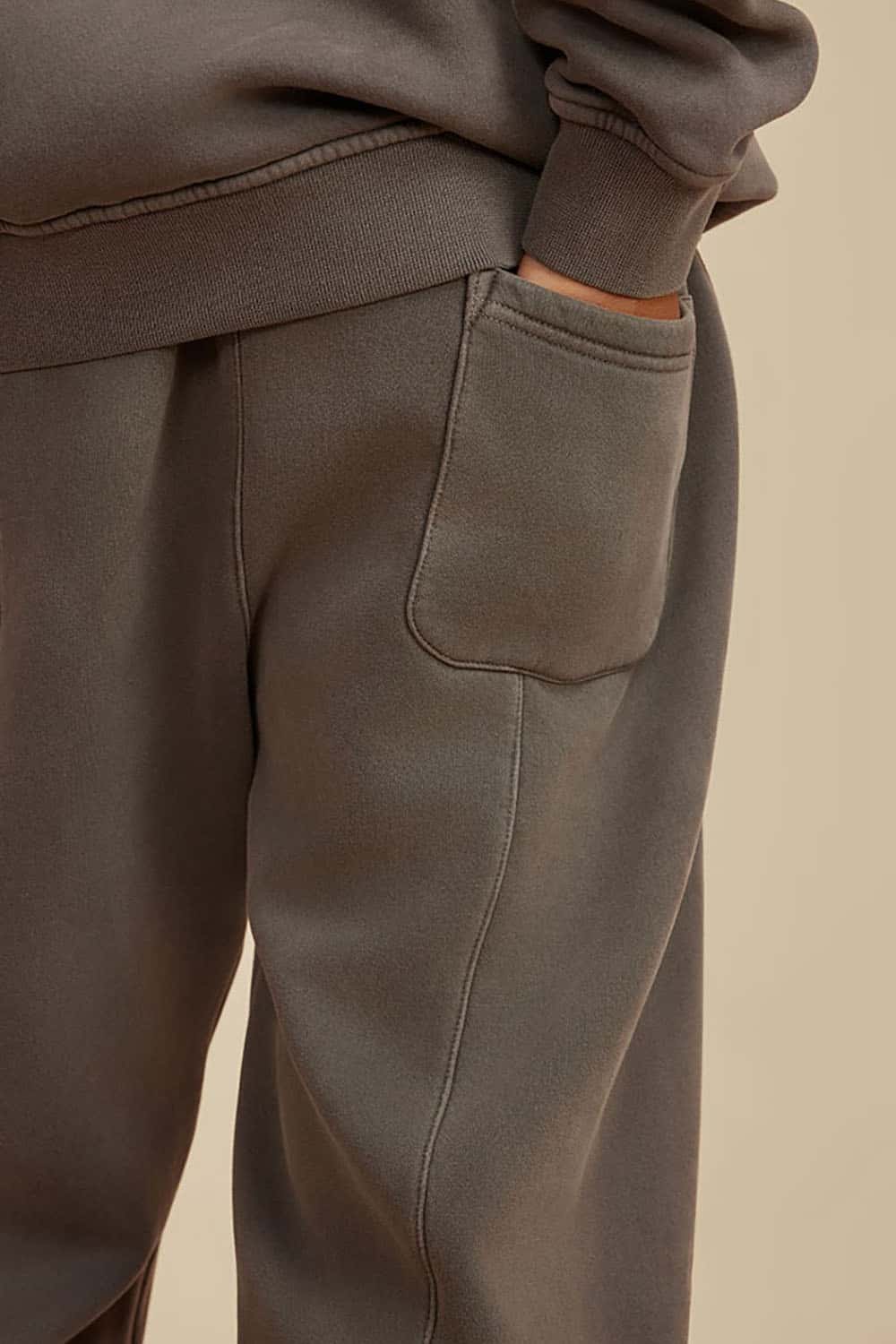 Vintage Wash Fleece-Lined Cuffed Casual Sport Joggers