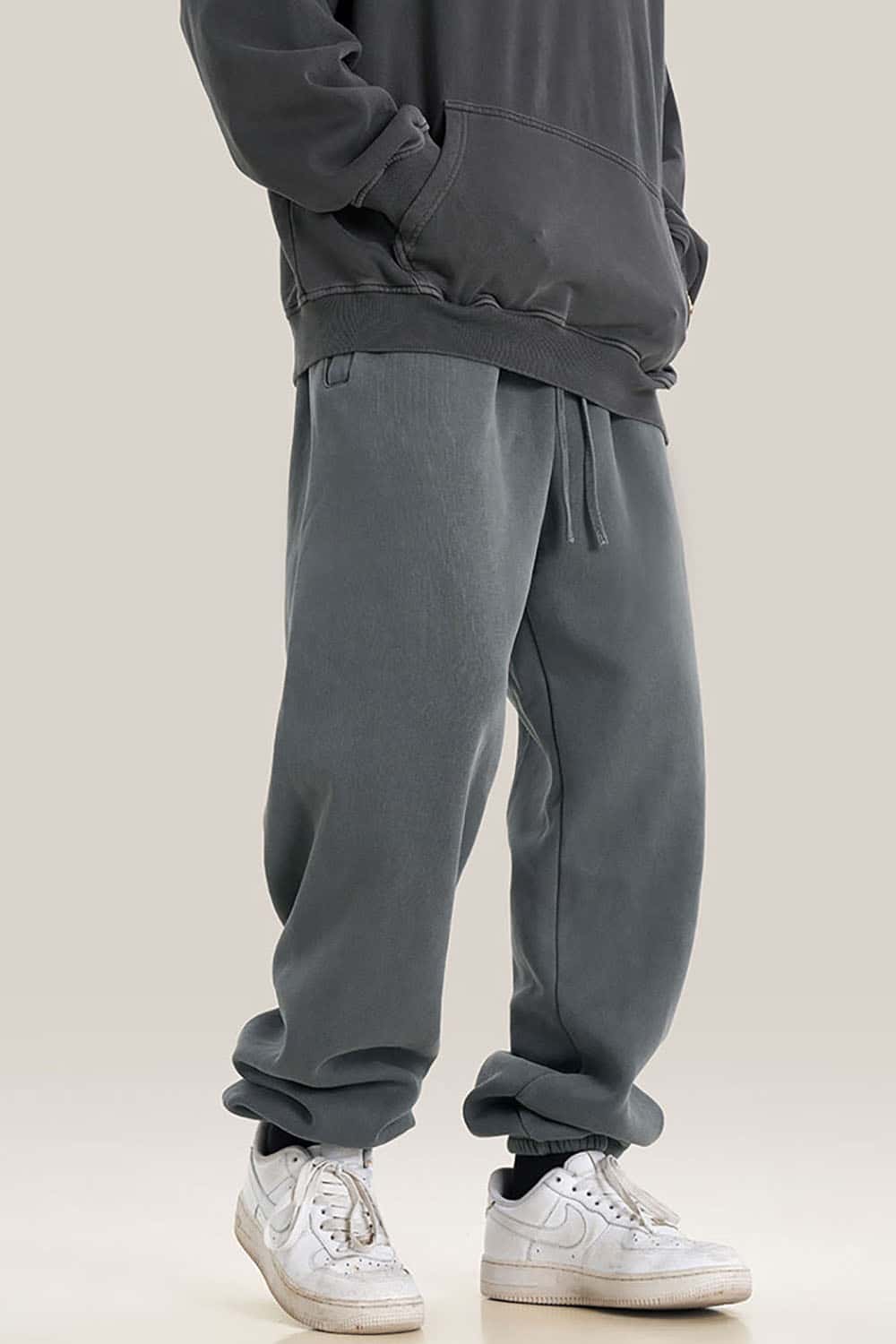 Vintage Wash Fleece-Lined Cuffed Casual Sport Joggers