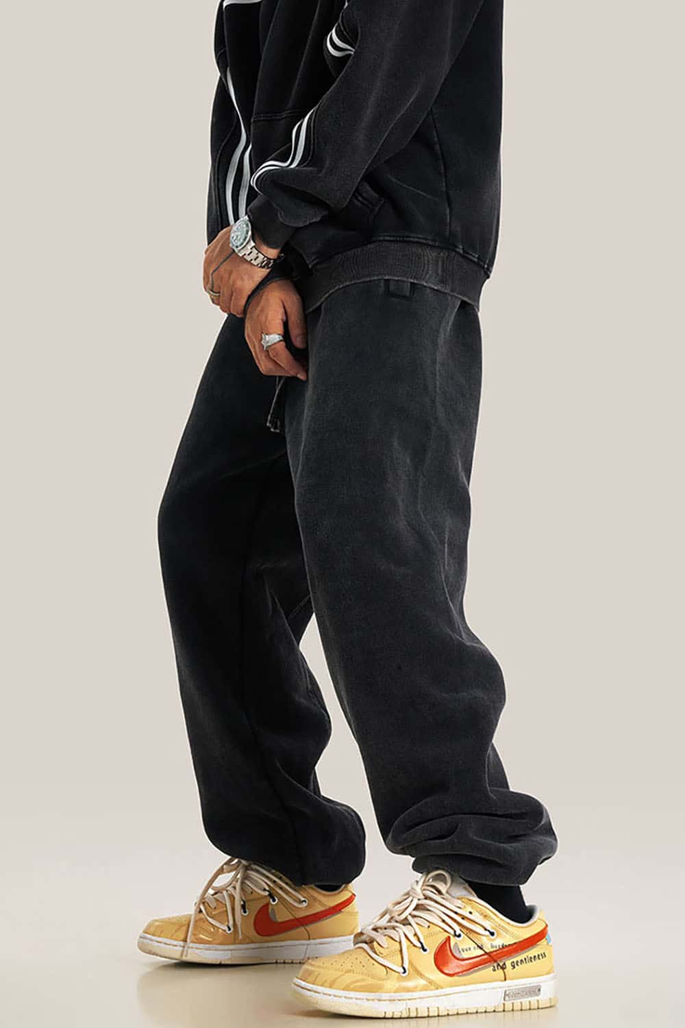Vintage Wash Fleece-Lined Cuffed Casual Sport Joggers