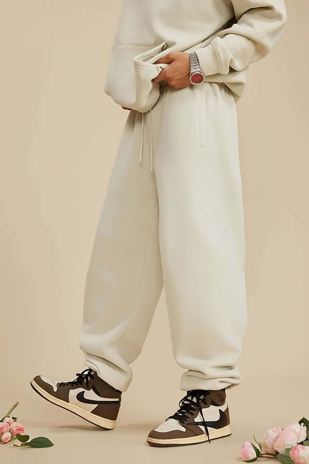 Vintage Wash Fleece-Lined Cuffed Casual Sport Joggers