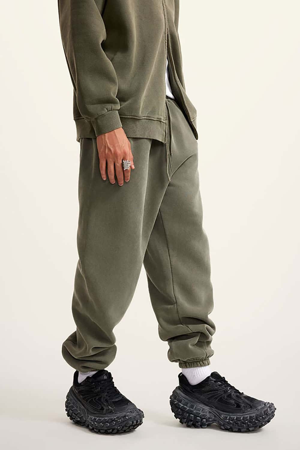 Vintage Wash Fleece-Lined Cuffed Casual Sport Joggers