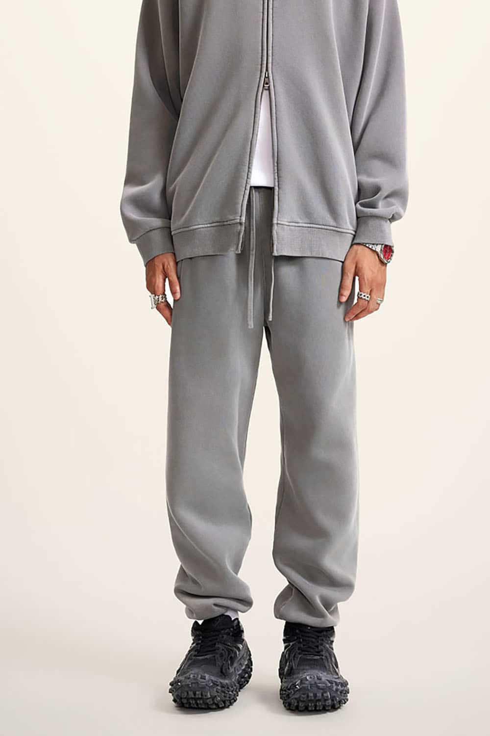 Vintage Wash Fleece-Lined Cuffed Casual Sport Joggers