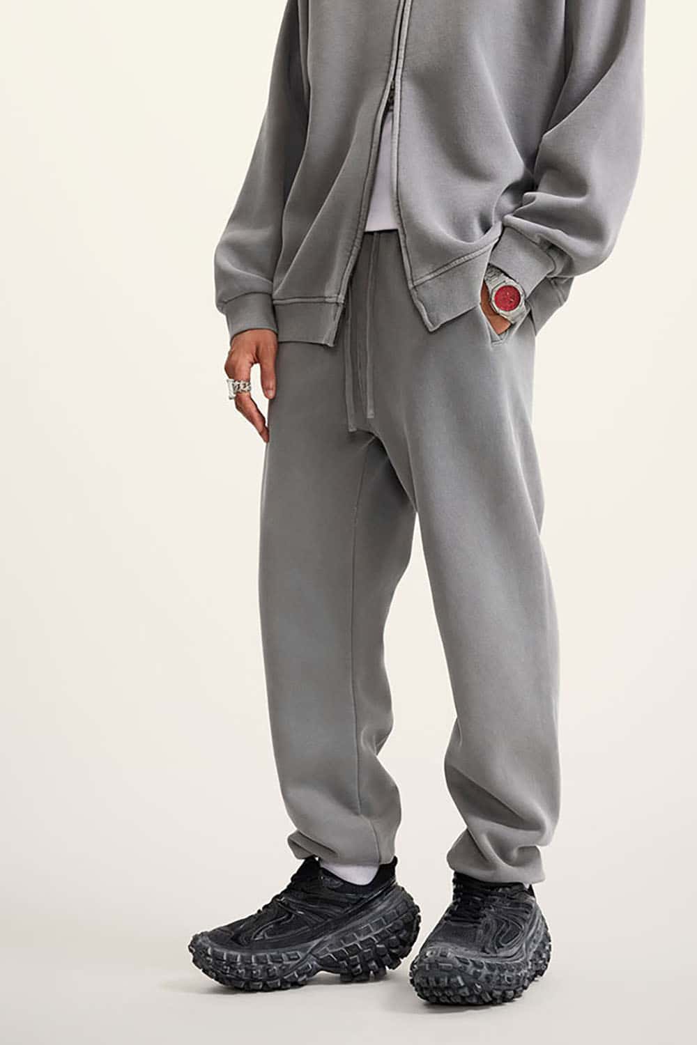 Vintage Wash Fleece-Lined Cuffed Casual Sport Joggers