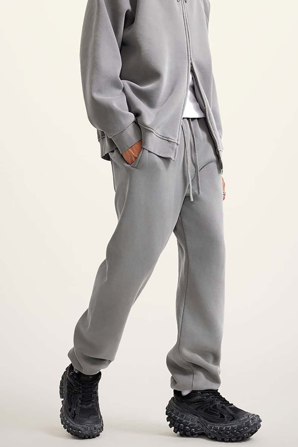 Vintage Wash Fleece-Lined Cuffed Casual Sport Joggers