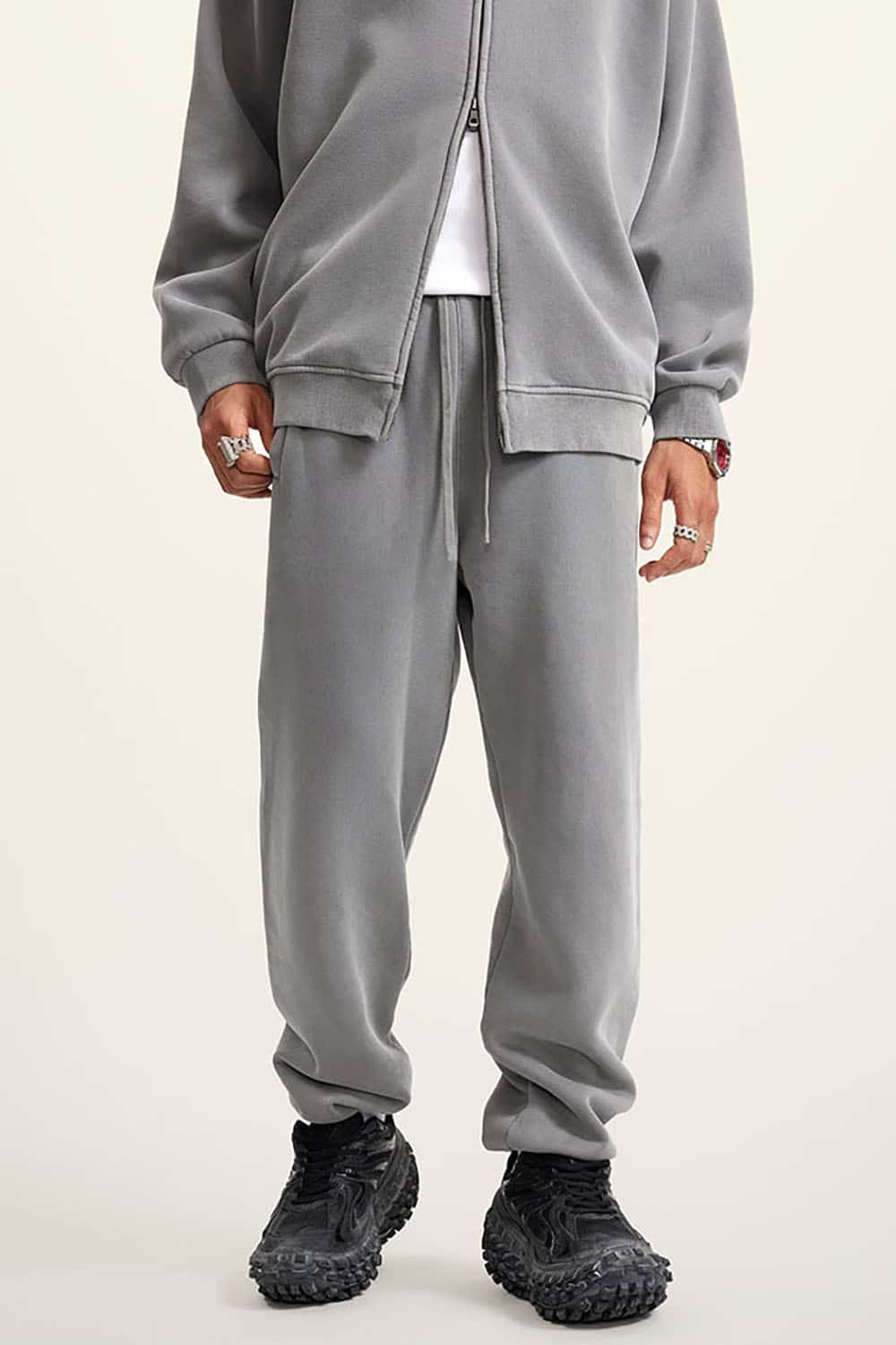 Vintage Wash Fleece-Lined Cuffed Casual Sport Joggers