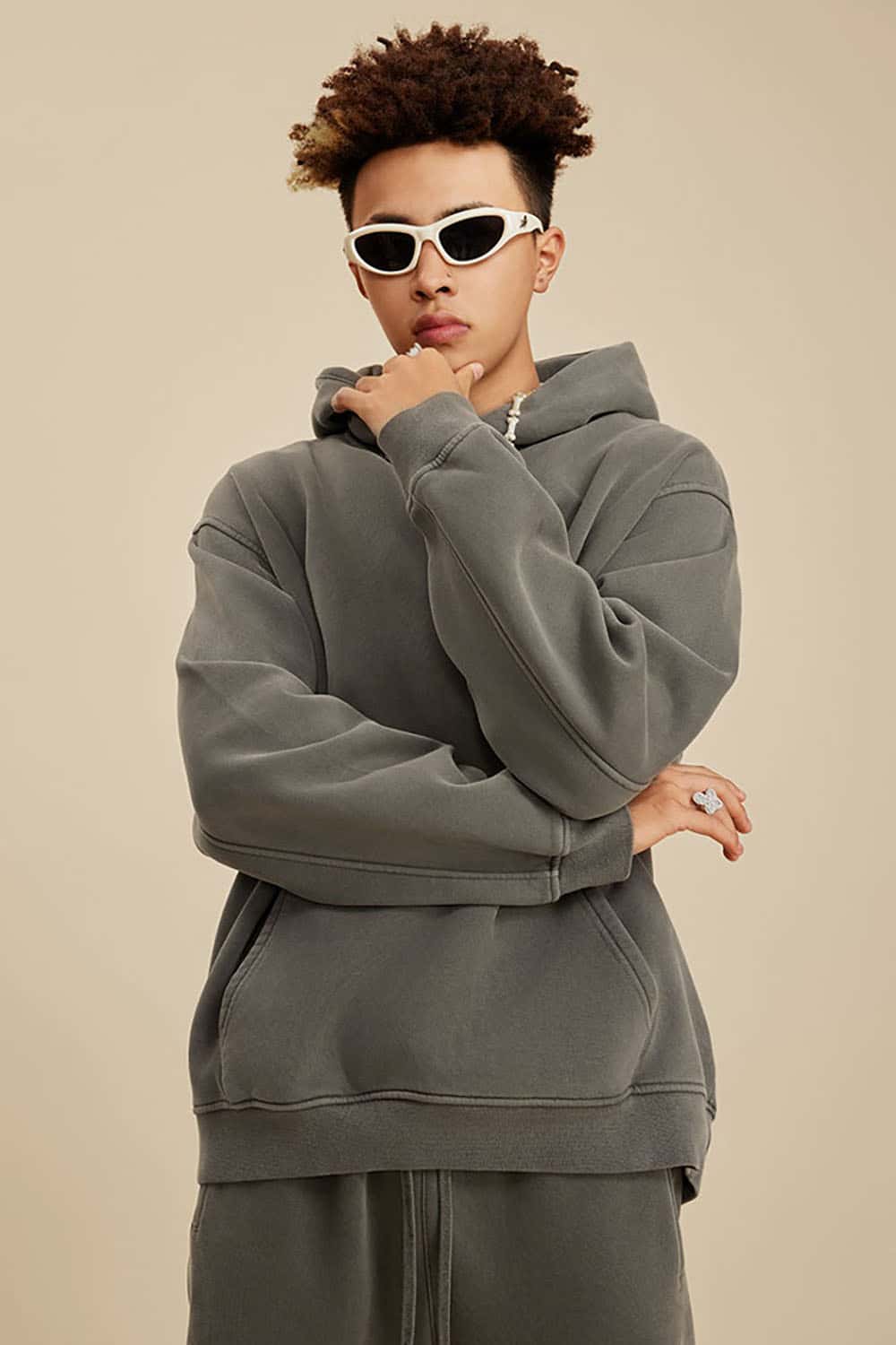 Heavyweight Fleece-Lined Hooded Vintage Wash Sweatshirt