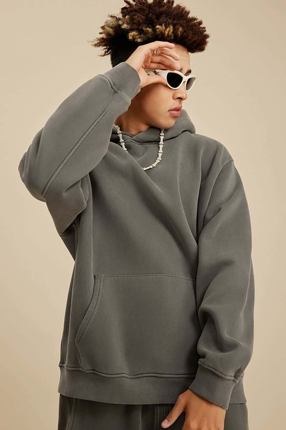 Heavyweight Fleece-Lined Hooded Vintage Wash Sweatshirt