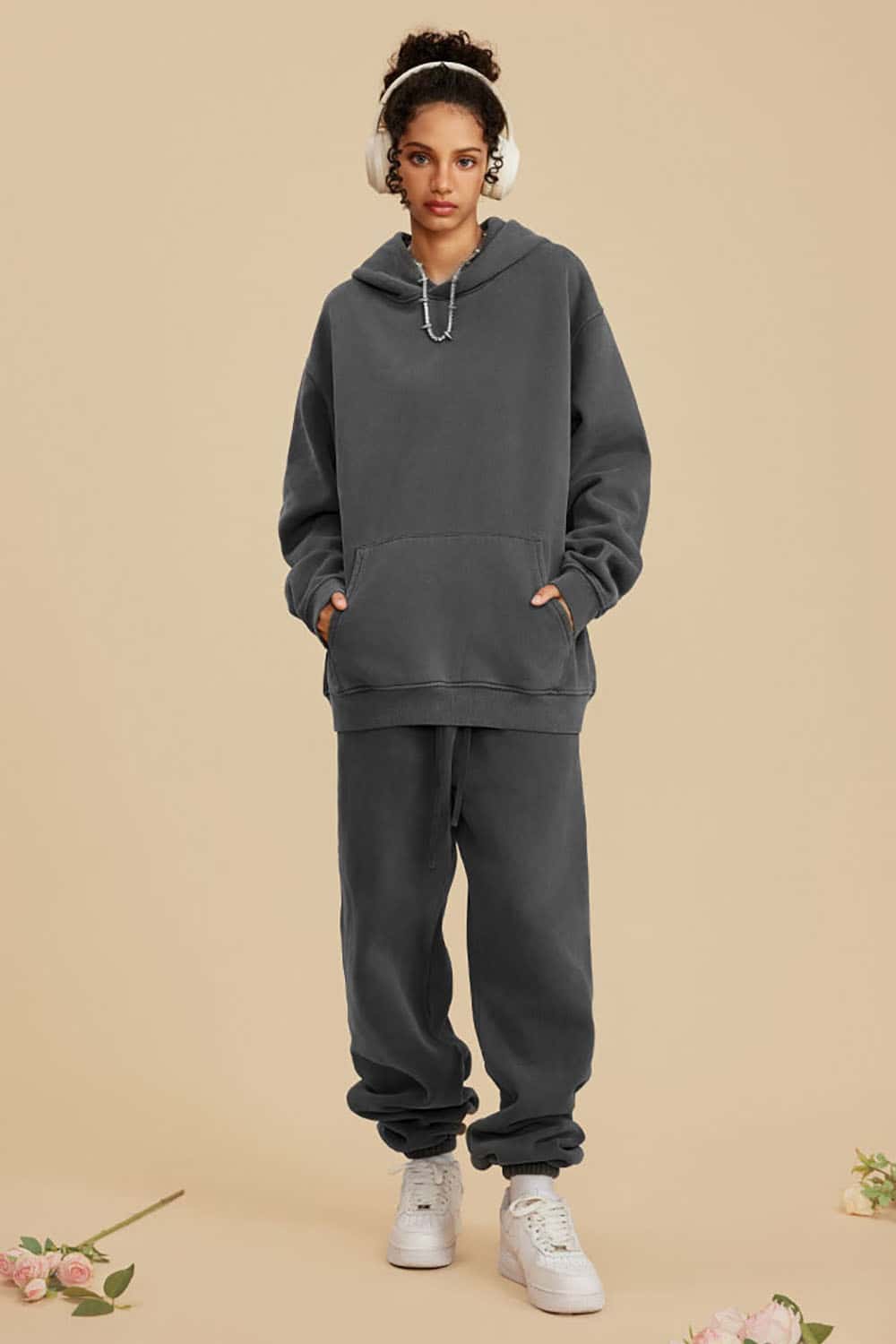 Heavyweight Fleece-Lined Hooded Vintage Wash Sweatshirt