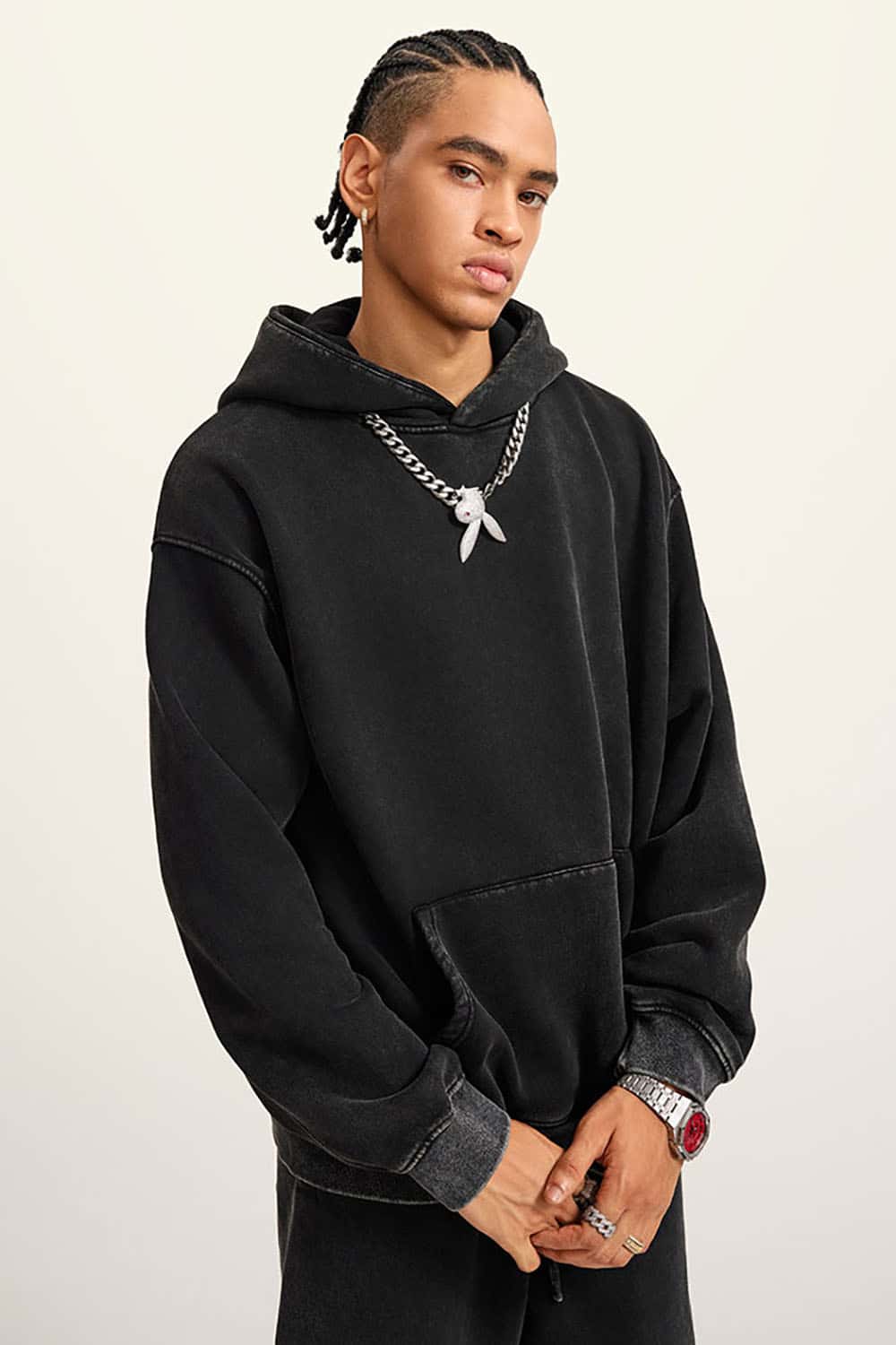 Heavyweight Fleece-Lined Hooded Vintage Wash Sweatshirt