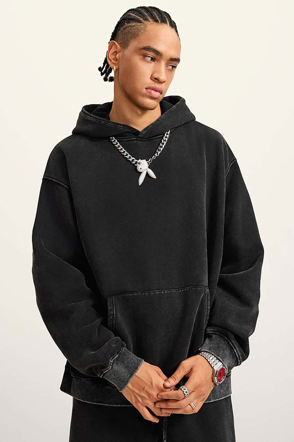 Heavyweight Fleece-Lined Hooded Vintage Wash Sweatshirt