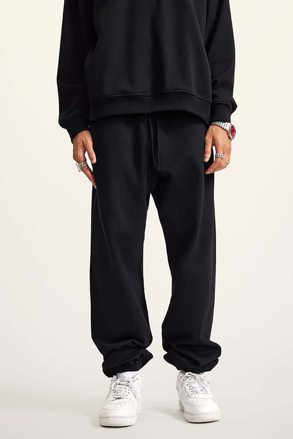 Heavyweight Loopback Cotton Joggers with Cuffed Ankles