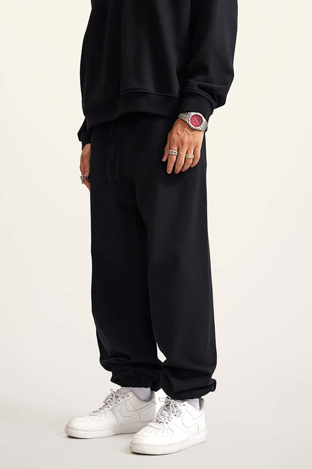 Heavyweight Loopback Cotton Joggers with Cuffed Ankles