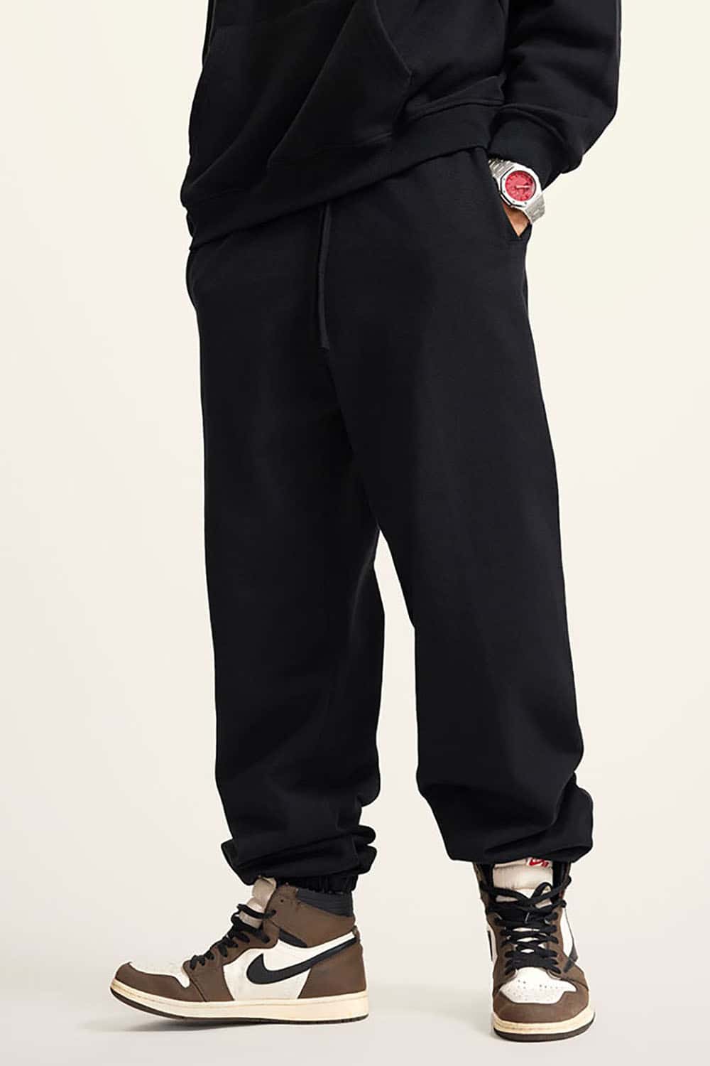 Heavyweight Loopback Cotton Joggers with Cuffed Ankles