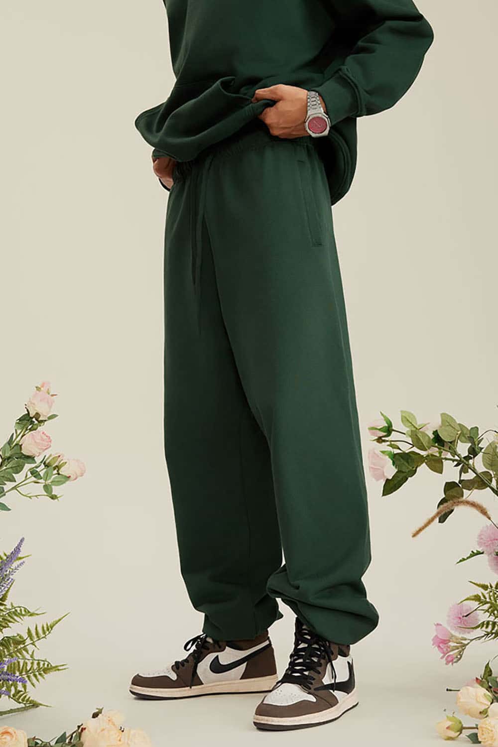 Heavyweight Loopback Cotton Joggers with Cuffed Ankles