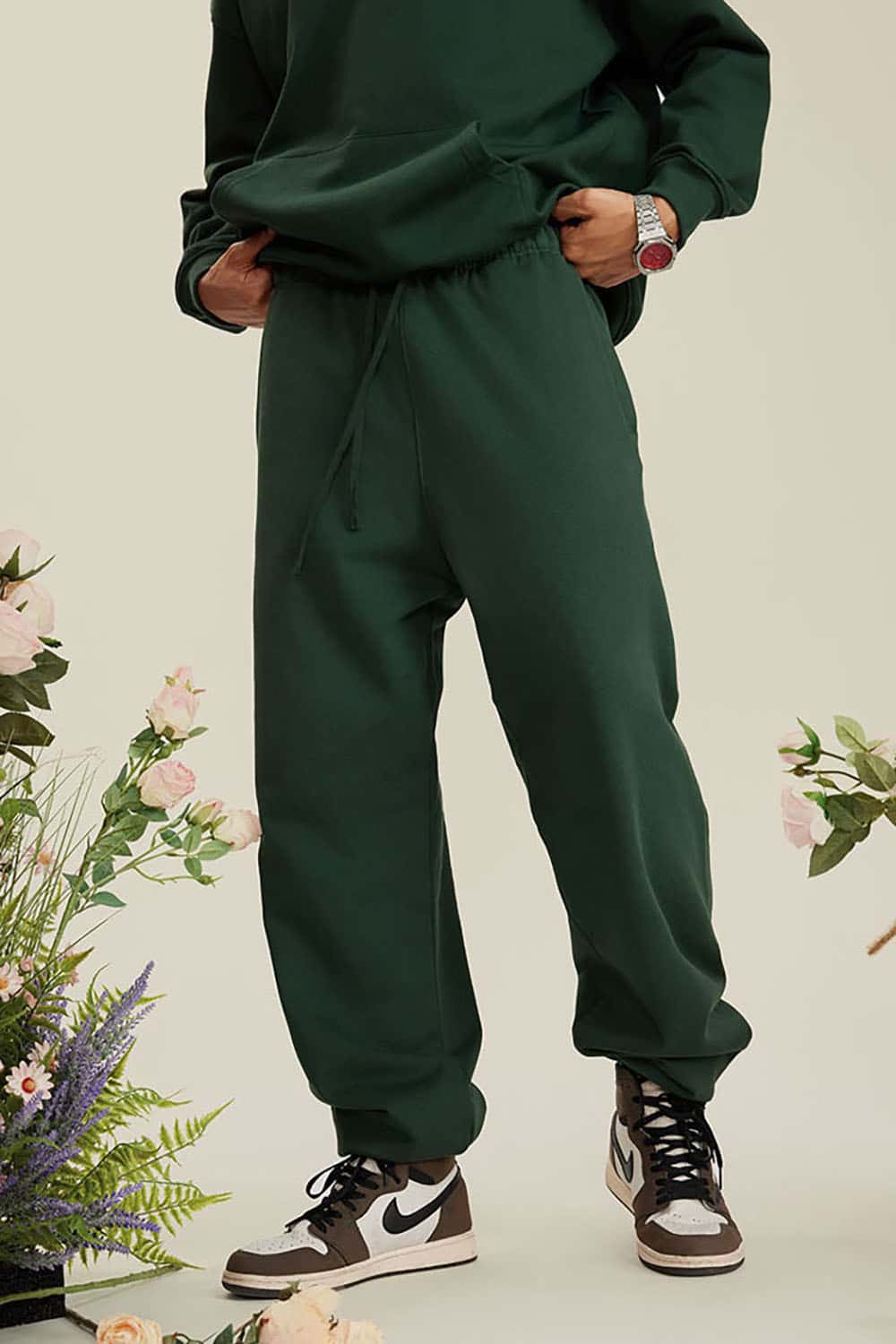 Heavyweight Loopback Cotton Joggers with Cuffed Ankles
