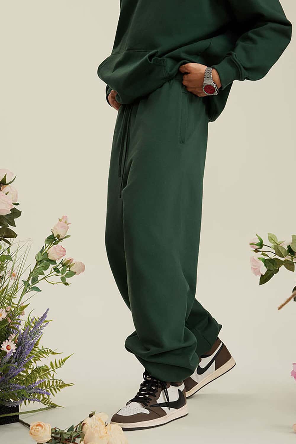 Heavyweight Loopback Cotton Joggers with Cuffed Ankles