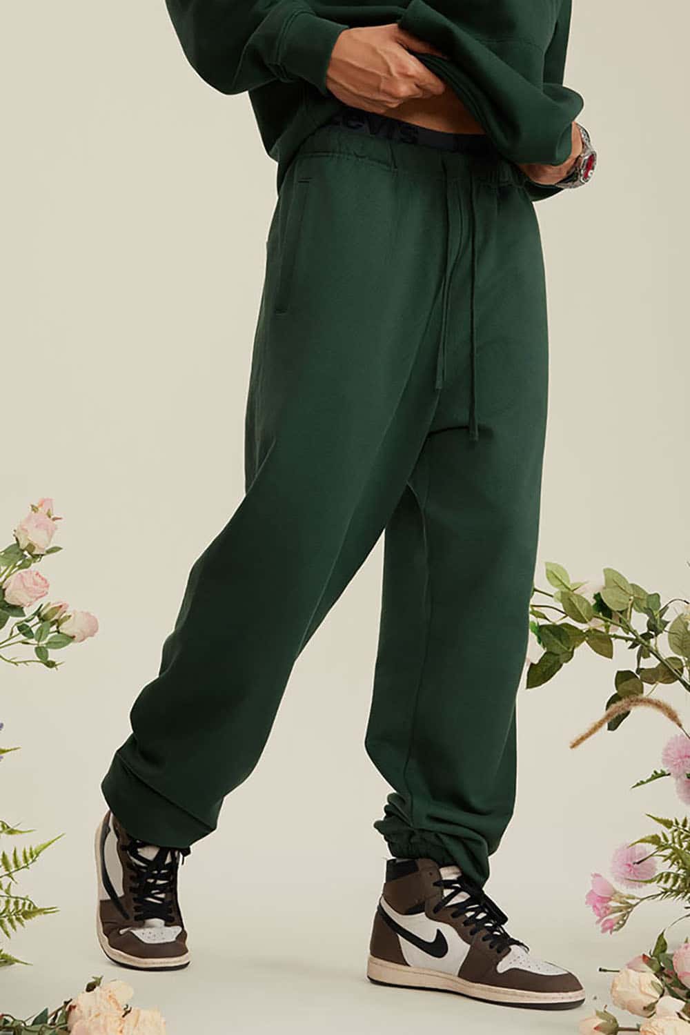Heavyweight Loopback Cotton Joggers with Cuffed Ankles