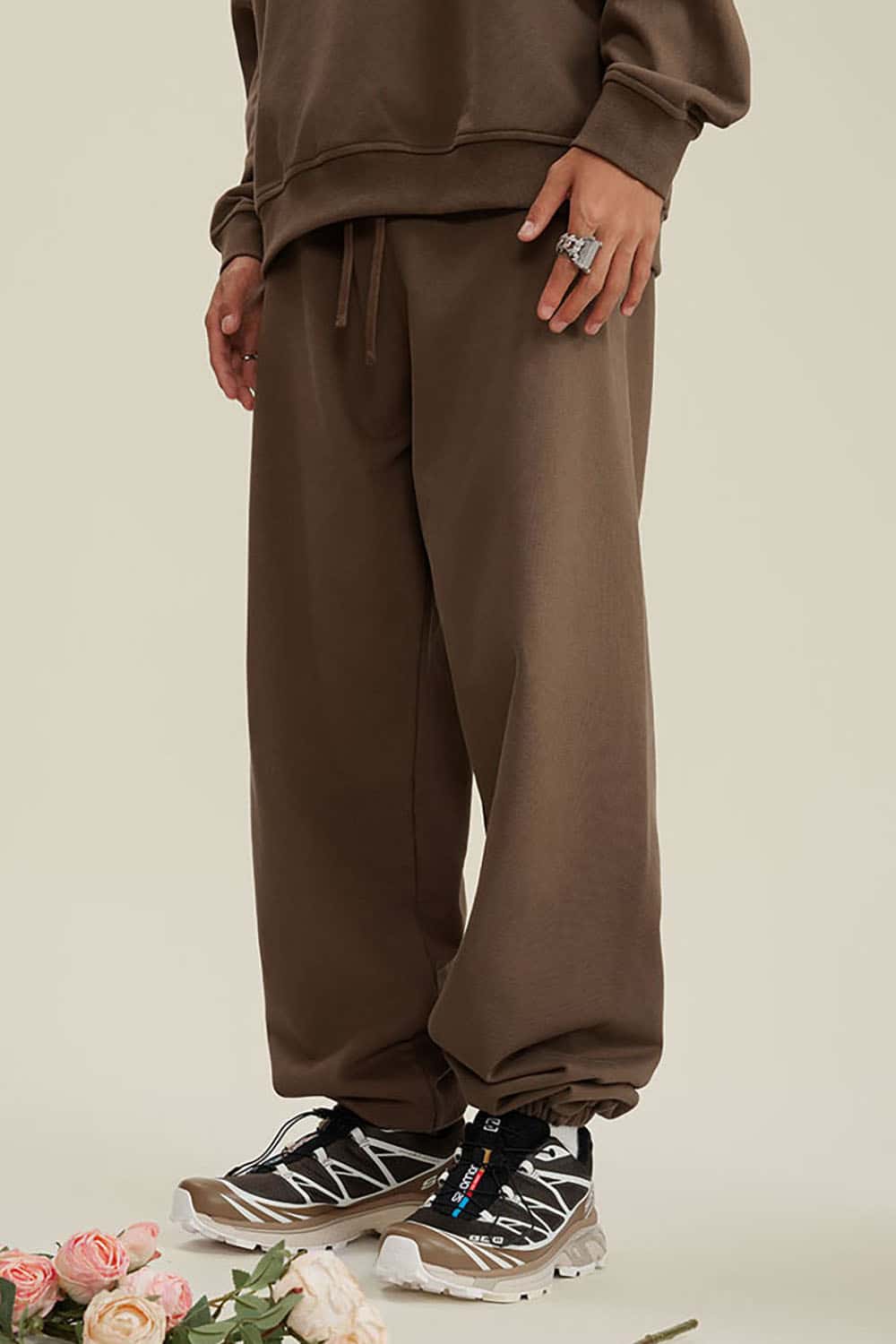 Heavyweight Loopback Cotton Joggers with Cuffed Ankles