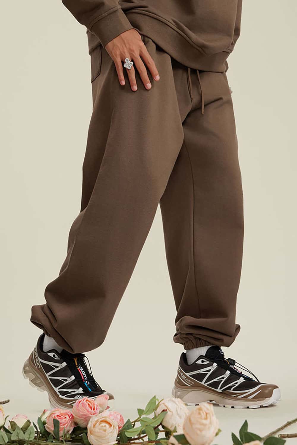 Heavyweight Loopback Cotton Joggers with Cuffed Ankles