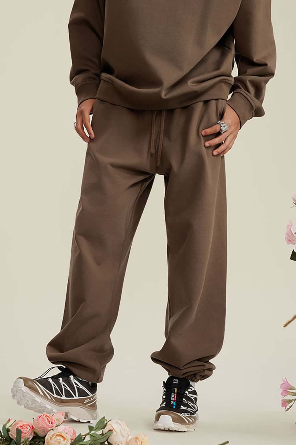 Heavyweight Loopback Cotton Joggers with Cuffed Ankles