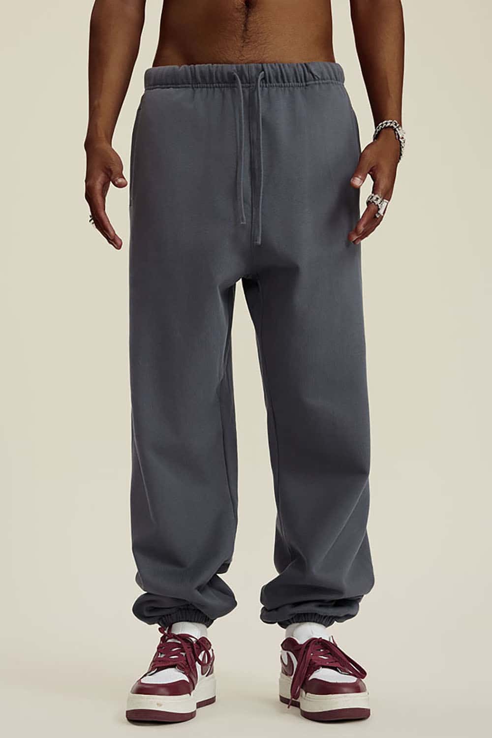 Heavyweight Loopback Cotton Joggers with Cuffed Ankles