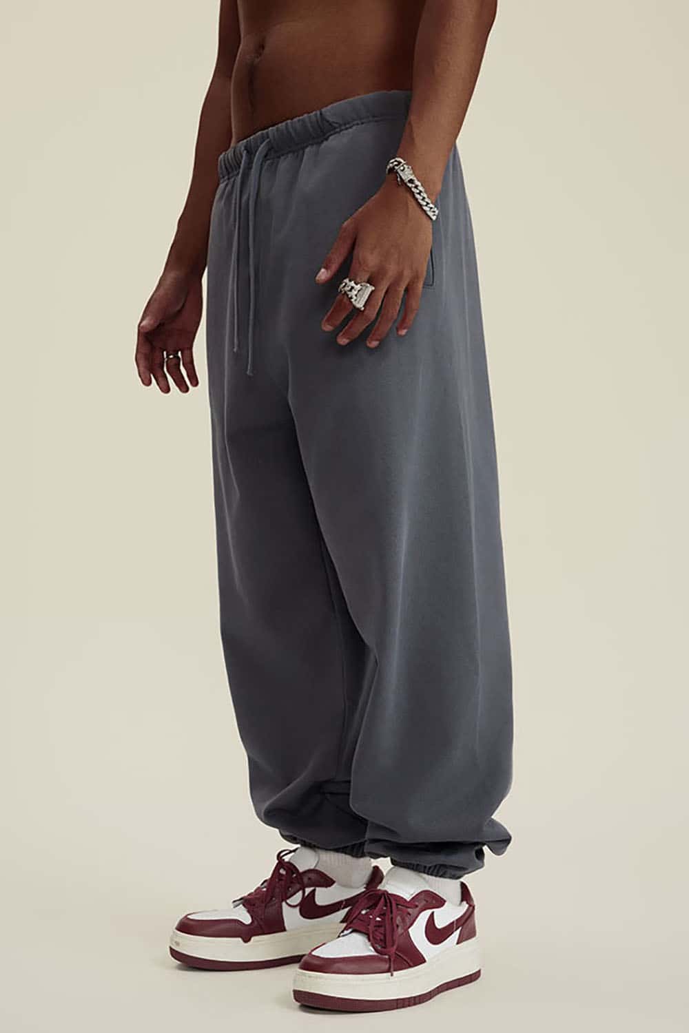 Heavyweight Loopback Cotton Joggers with Cuffed Ankles