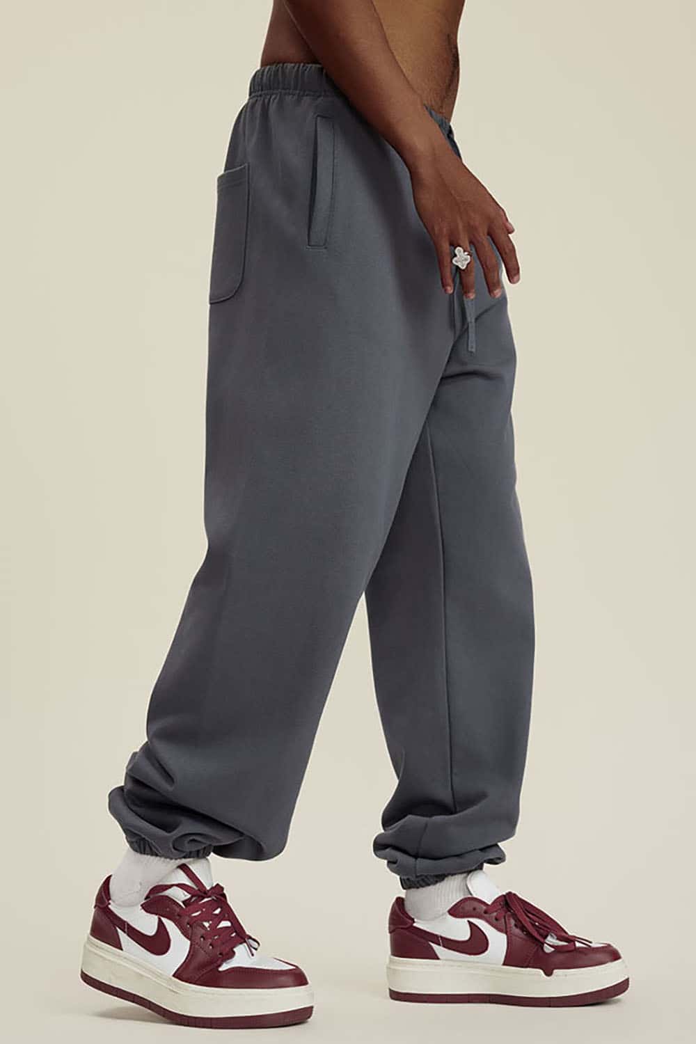 Heavyweight Loopback Cotton Joggers with Cuffed Ankles