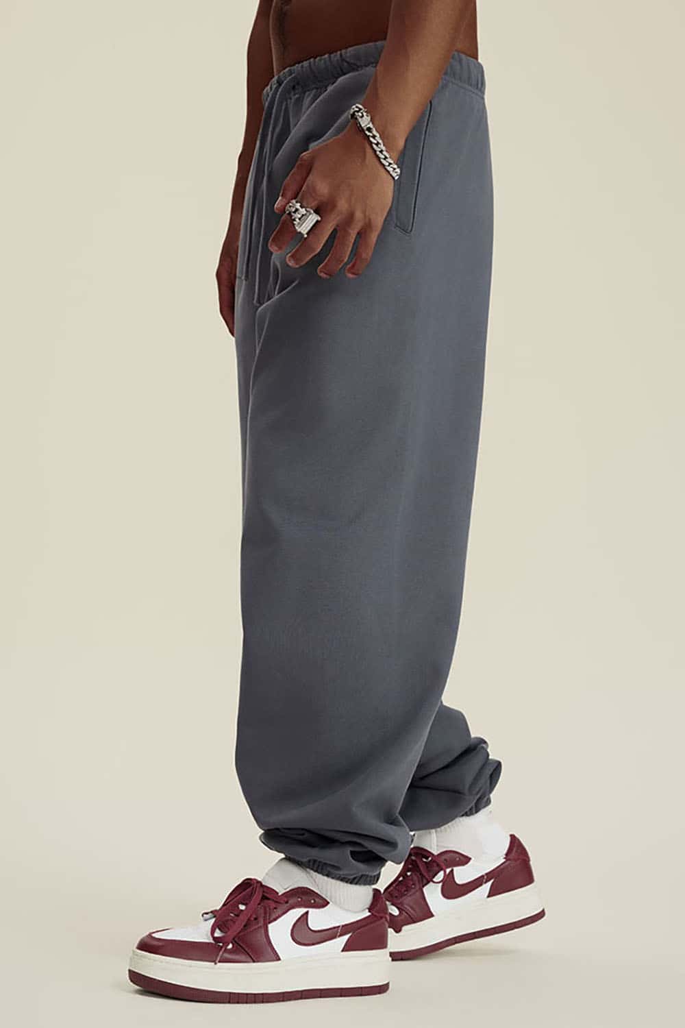 Heavyweight Loopback Cotton Joggers with Cuffed Ankles