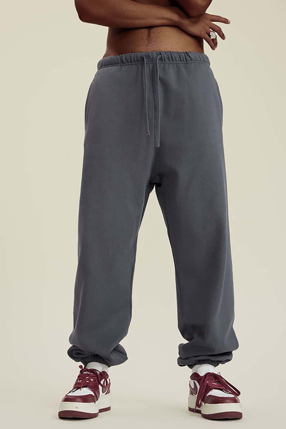Heavyweight Loopback Cotton Joggers with Cuffed Ankles