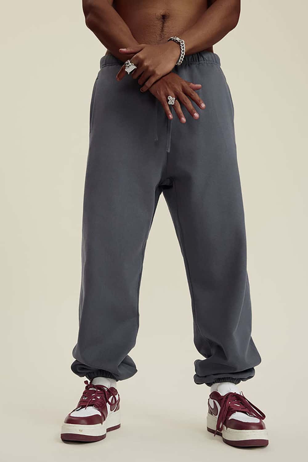 Heavyweight Loopback Cotton Joggers with Cuffed Ankles