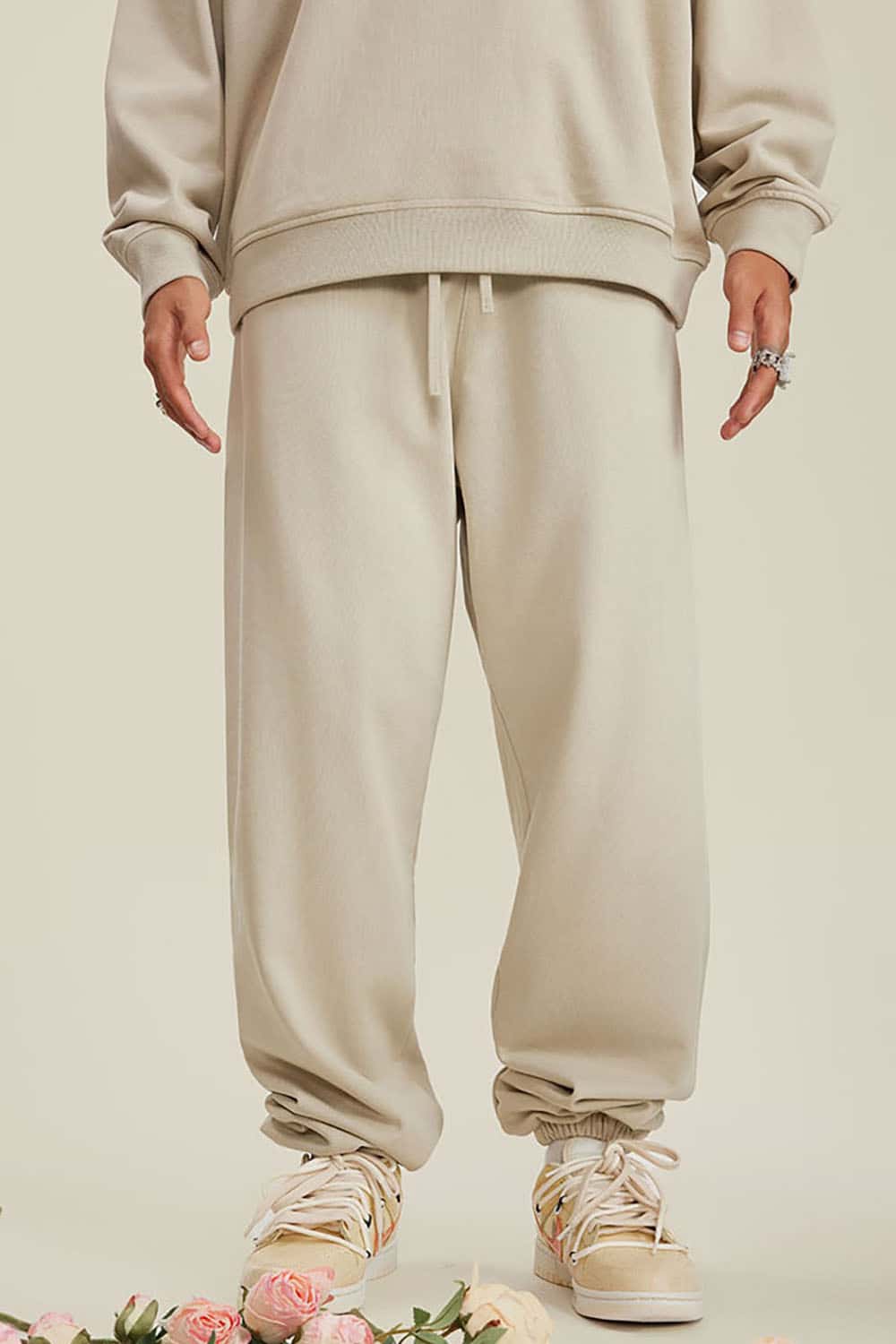 Heavyweight Loopback Cotton Joggers with Cuffed Ankles