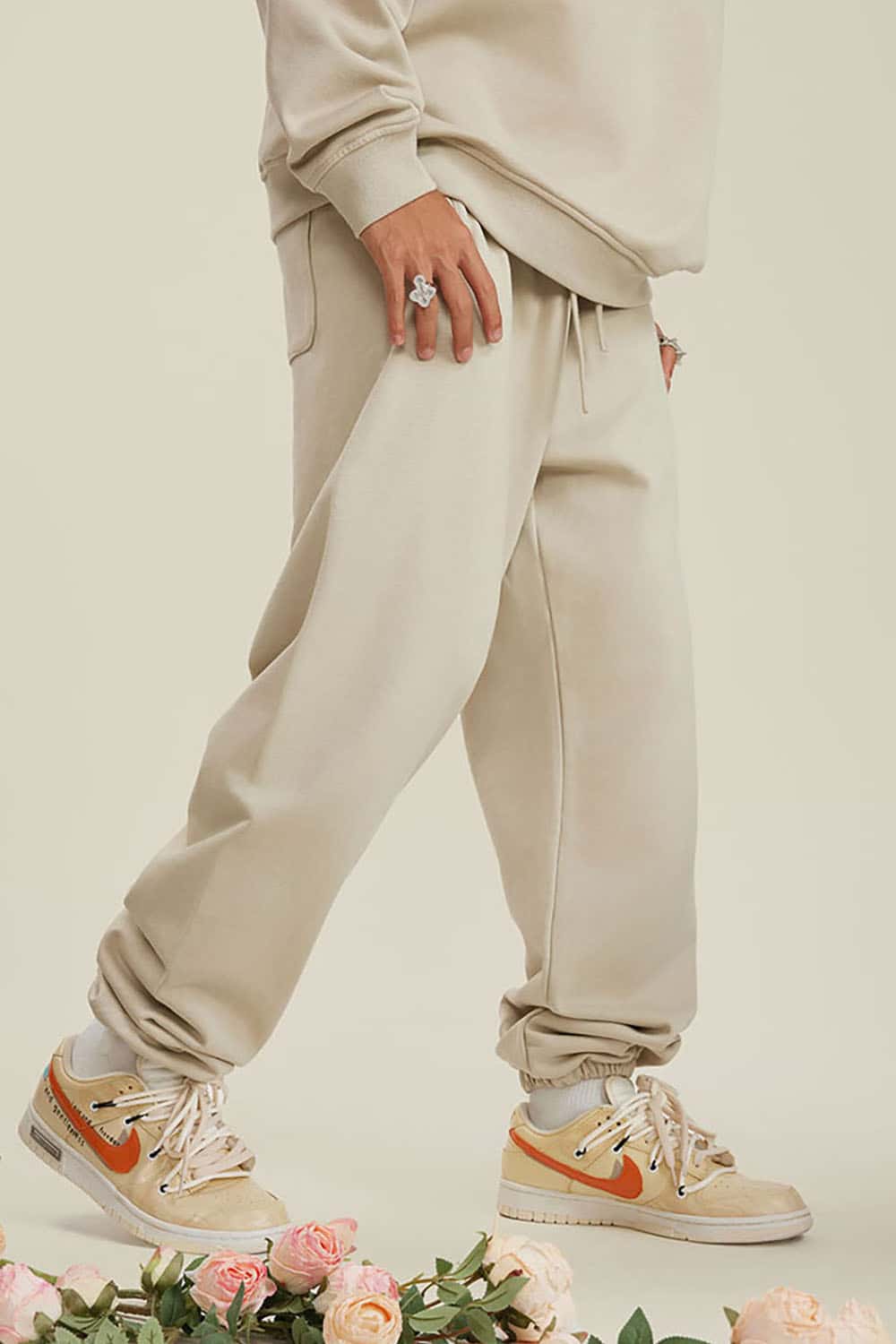 Heavyweight Loopback Cotton Joggers with Cuffed Ankles
