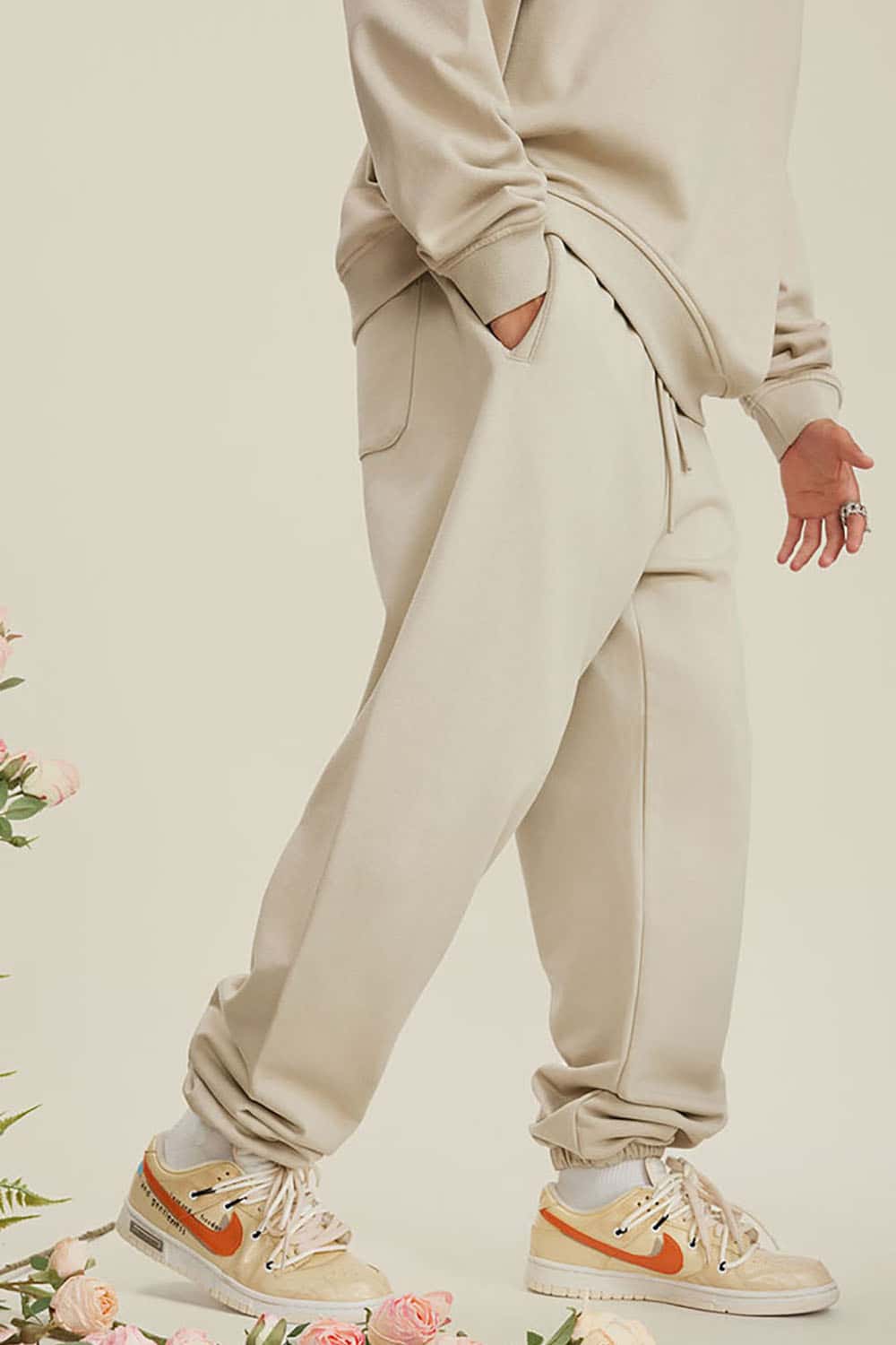 Heavyweight Loopback Cotton Joggers with Cuffed Ankles