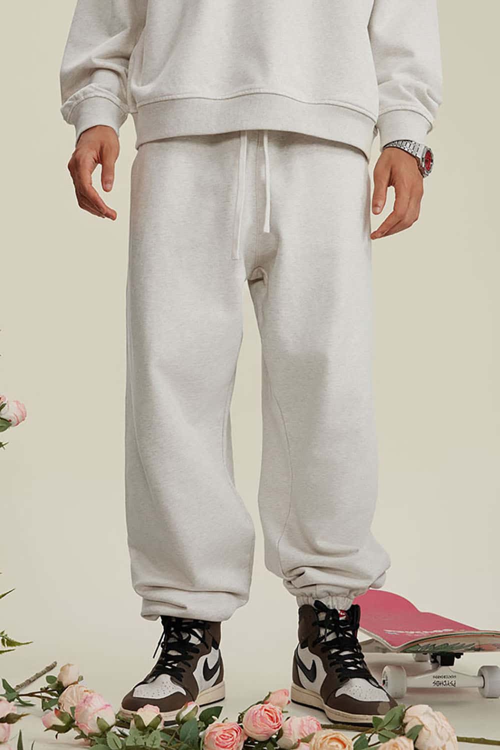 Heavyweight Loopback Cotton Joggers with Cuffed Ankles