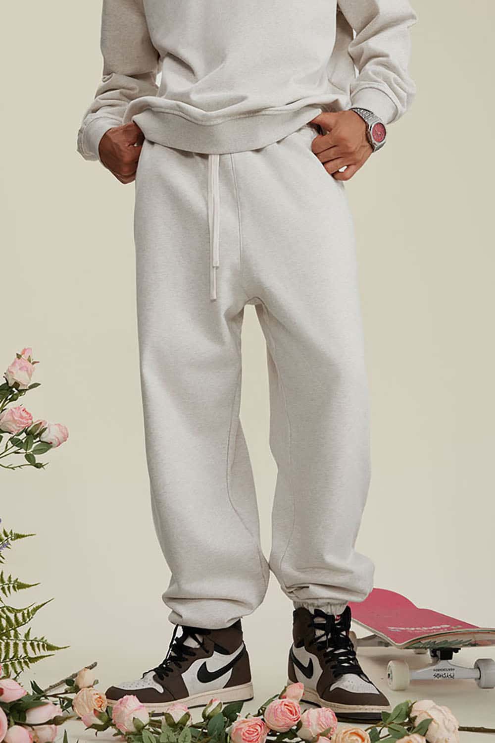 Heavyweight Loopback Cotton Joggers with Cuffed Ankles