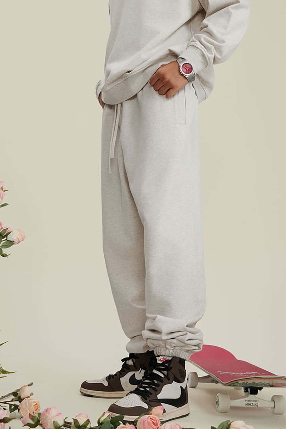 Heavyweight Loopback Cotton Joggers with Cuffed Ankles