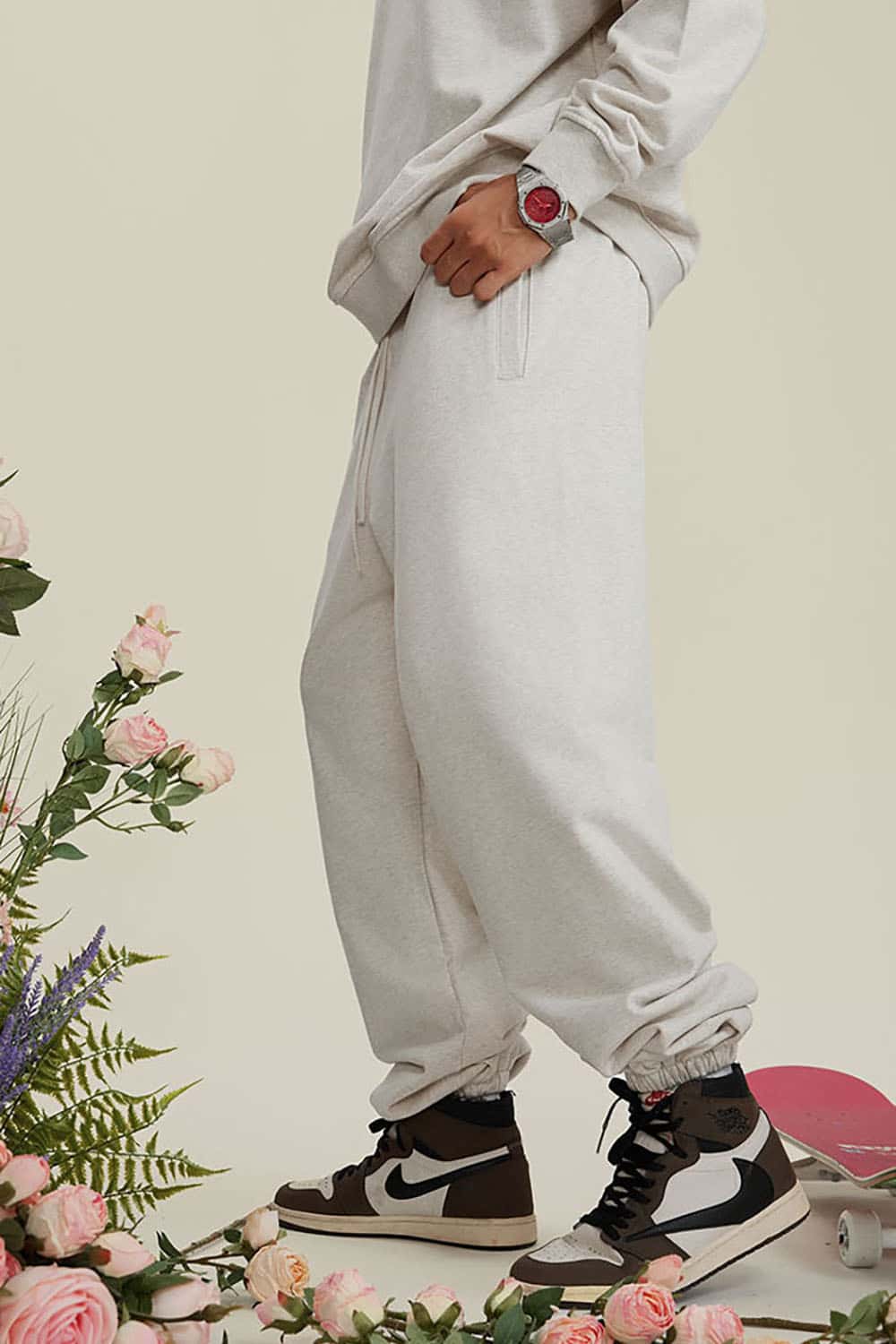 Heavyweight Loopback Cotton Joggers with Cuffed Ankles