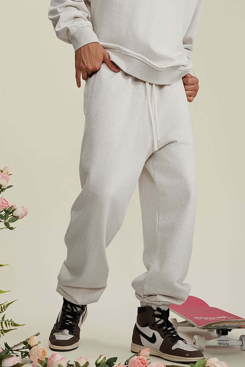 Heavyweight Loopback Cotton Joggers with Cuffed Ankles