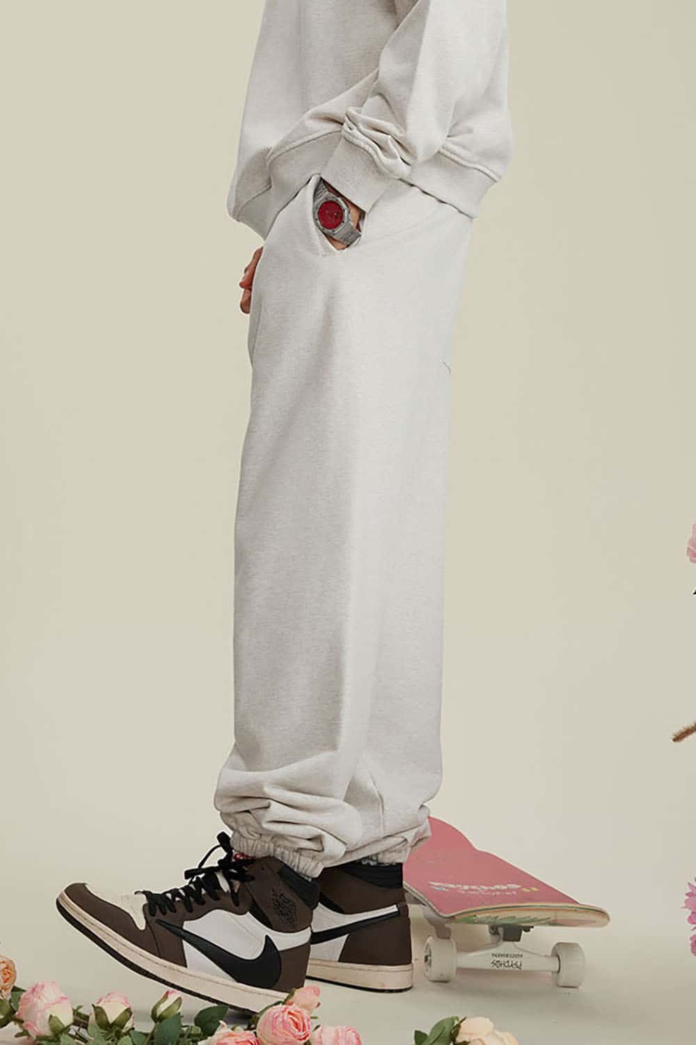 Heavyweight Loopback Cotton Joggers with Cuffed Ankles